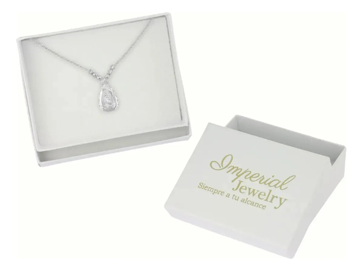 Collar De La Virgen De Plata 925 Con Bola Diamantada De 45cm