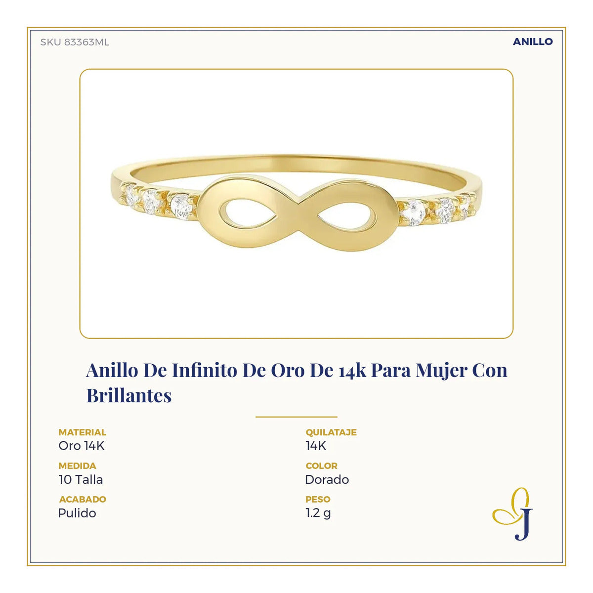 Anillo De Infinito De Oro De 14k Para Mujer Con Brillantes