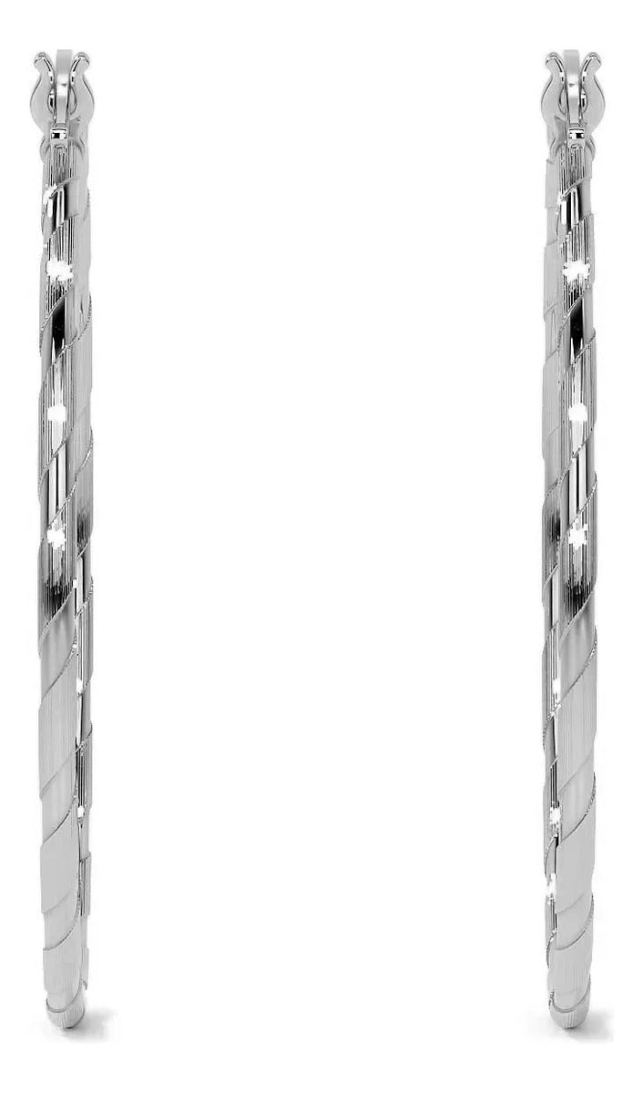 Arete Arracada Diamantada De Plata Ley 925 Para Mujer 25 Mm