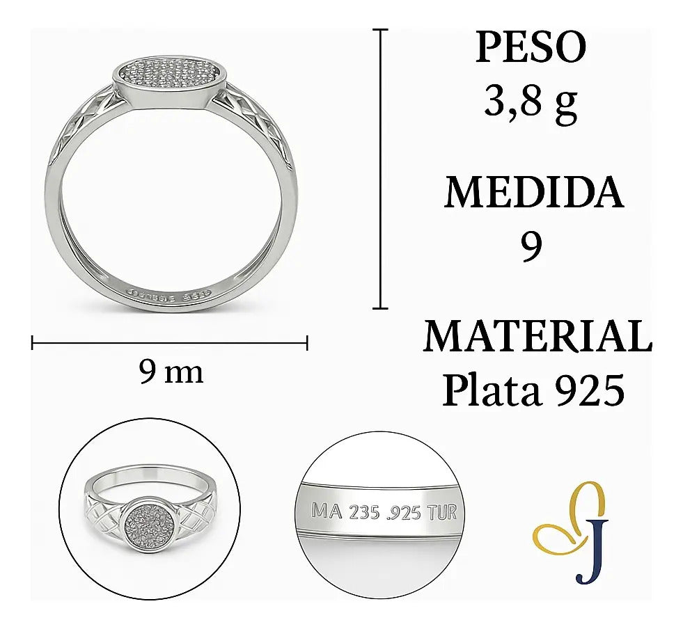 Anillo Con Circulo De Zirconias Para Hombre De Plata 925