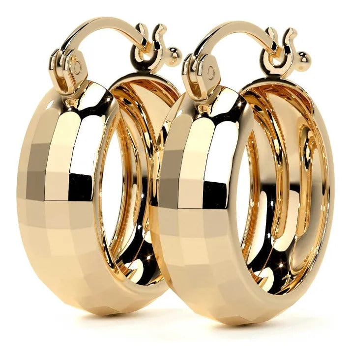 Arracada Bangle De Oro 10k Diamantado Domino, 15 X 6mm