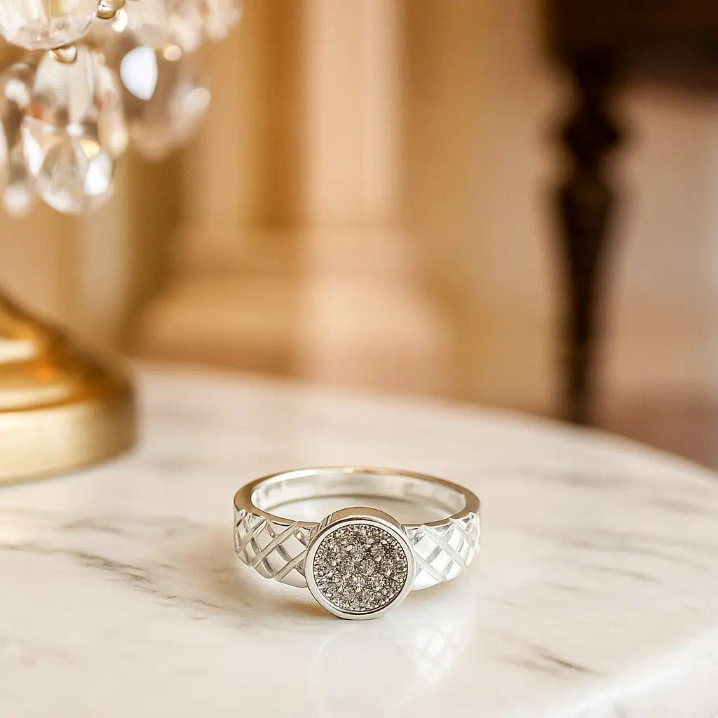 Anillo Con Circulo De Zirconias Para Hombre De Plata 925