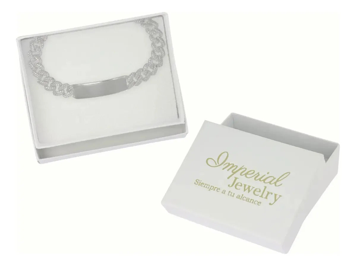 Esclava Turca De Plata 925 Barbada Con Zirconia De 19.5 Cm