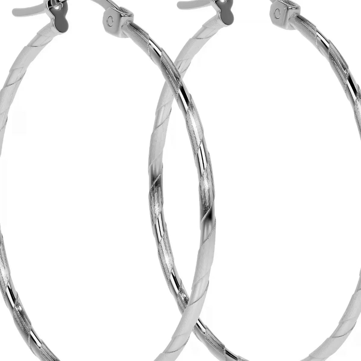 Arete Arracada Diamantada De Plata Ley 925 Para Mujer 30 Mm