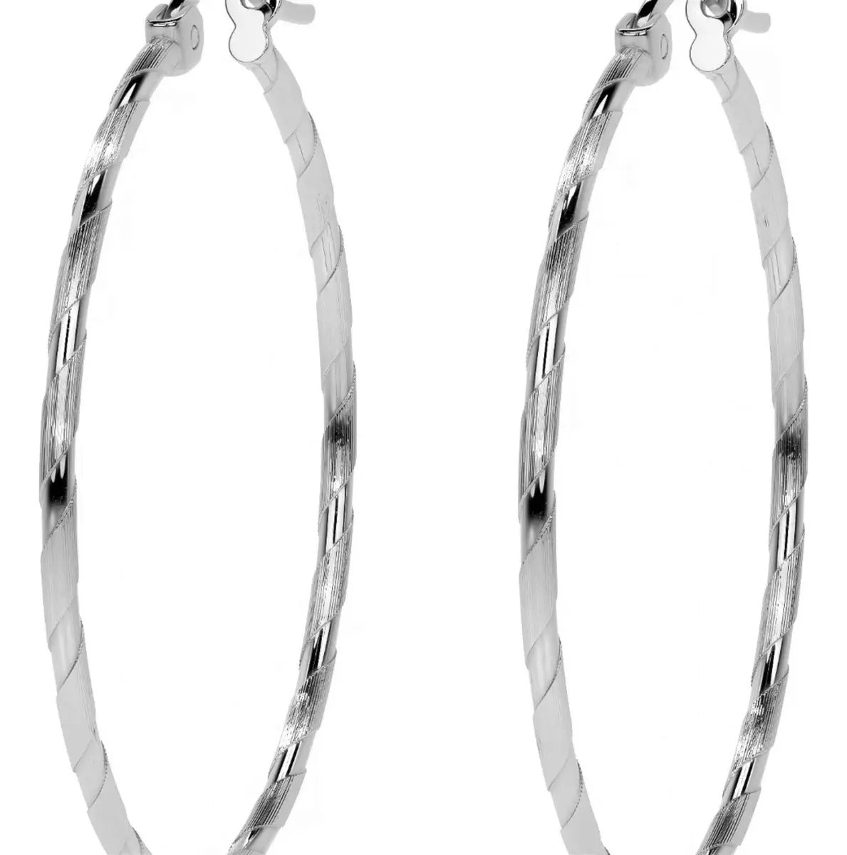 Arete Arracada Diamantada De Plata Ley 925 Para Mujer 30 Mm