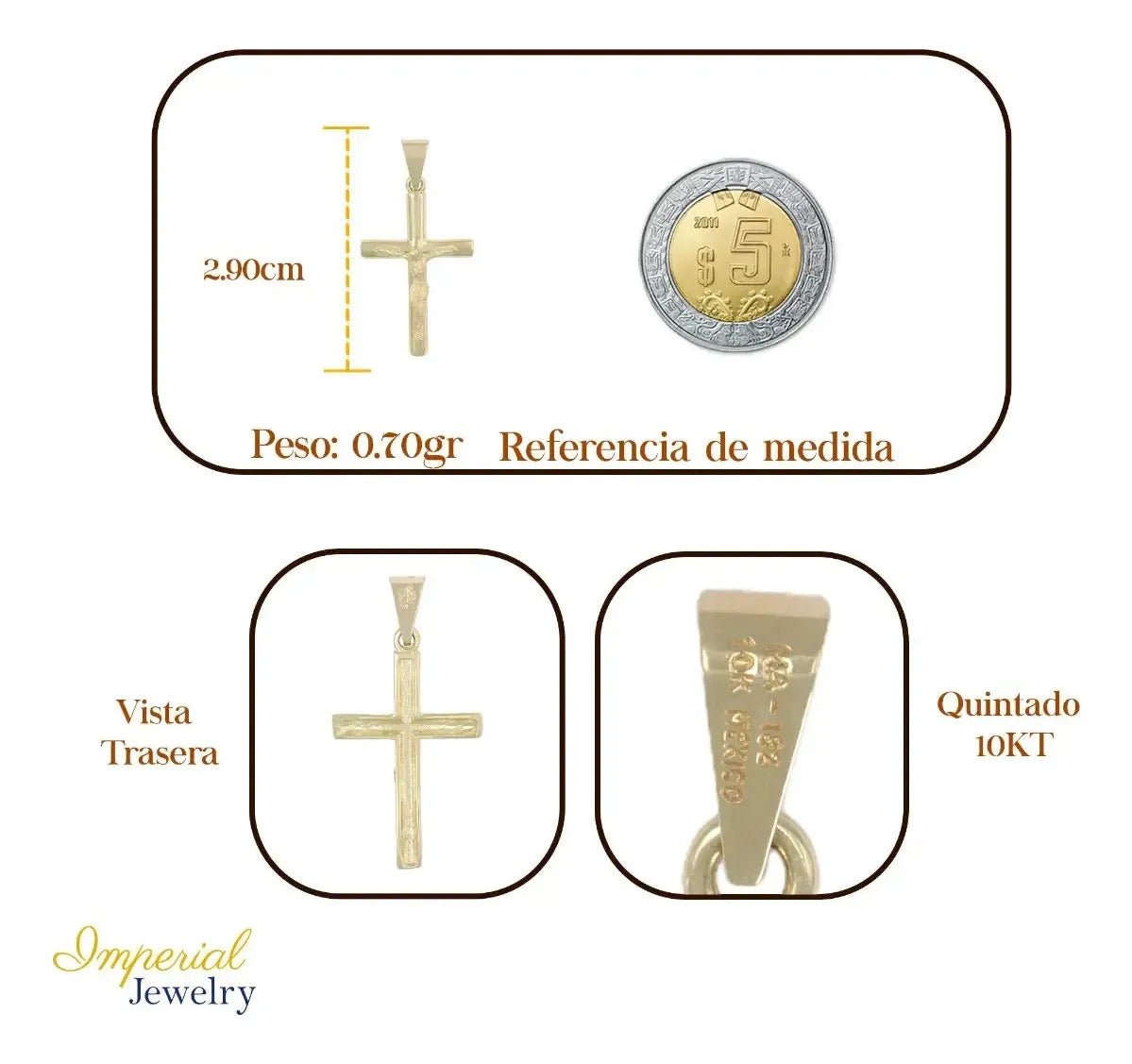 Dije De Cruz Con Cristo Arenado En Oro 10k 1.4 Grm Dorado