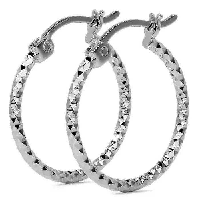 Arete Arracada De Plata Ley 925 Diamantada Para Mujer 15mm