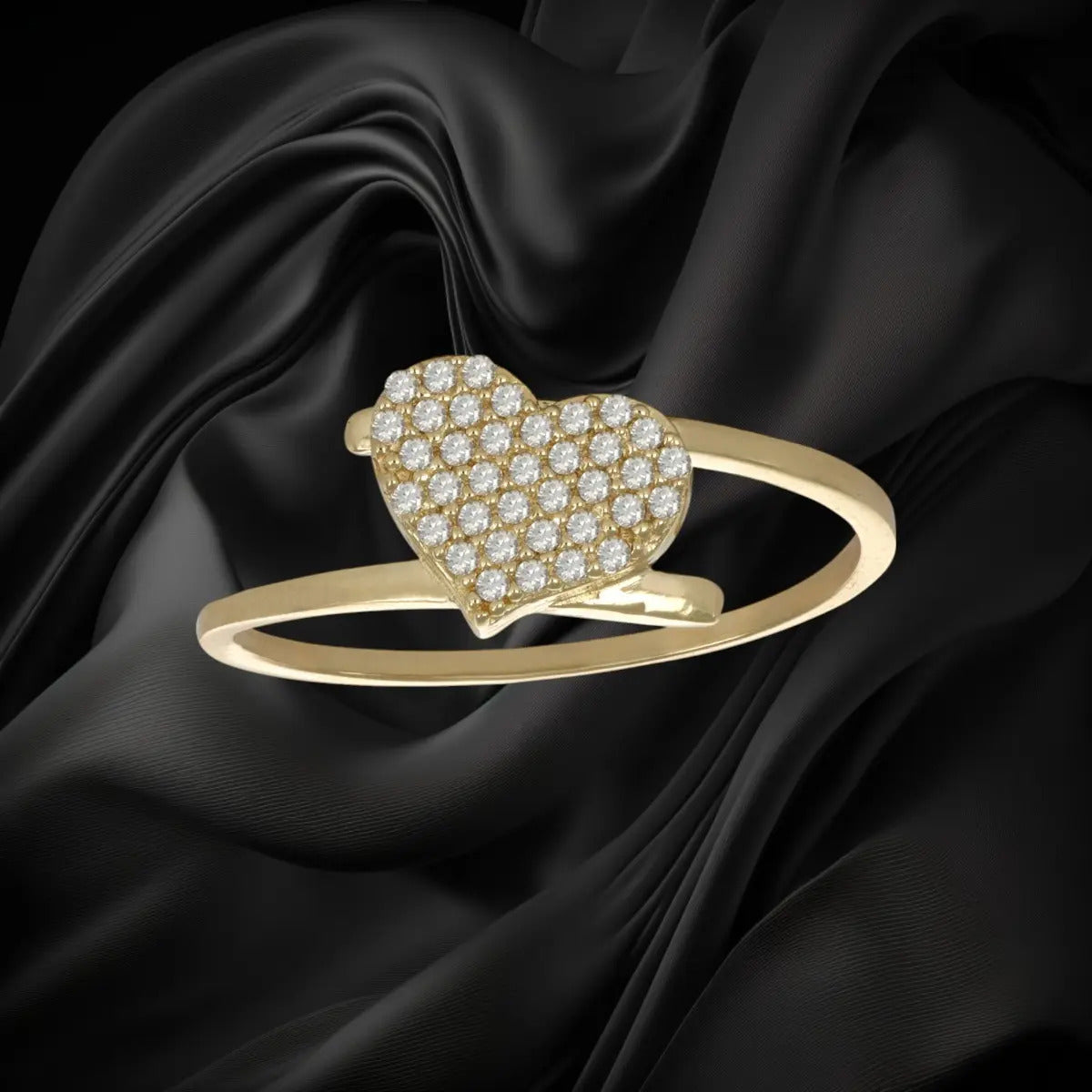 Anillo De Corazón En Oro De 14k Para Mujer Con Diamantes