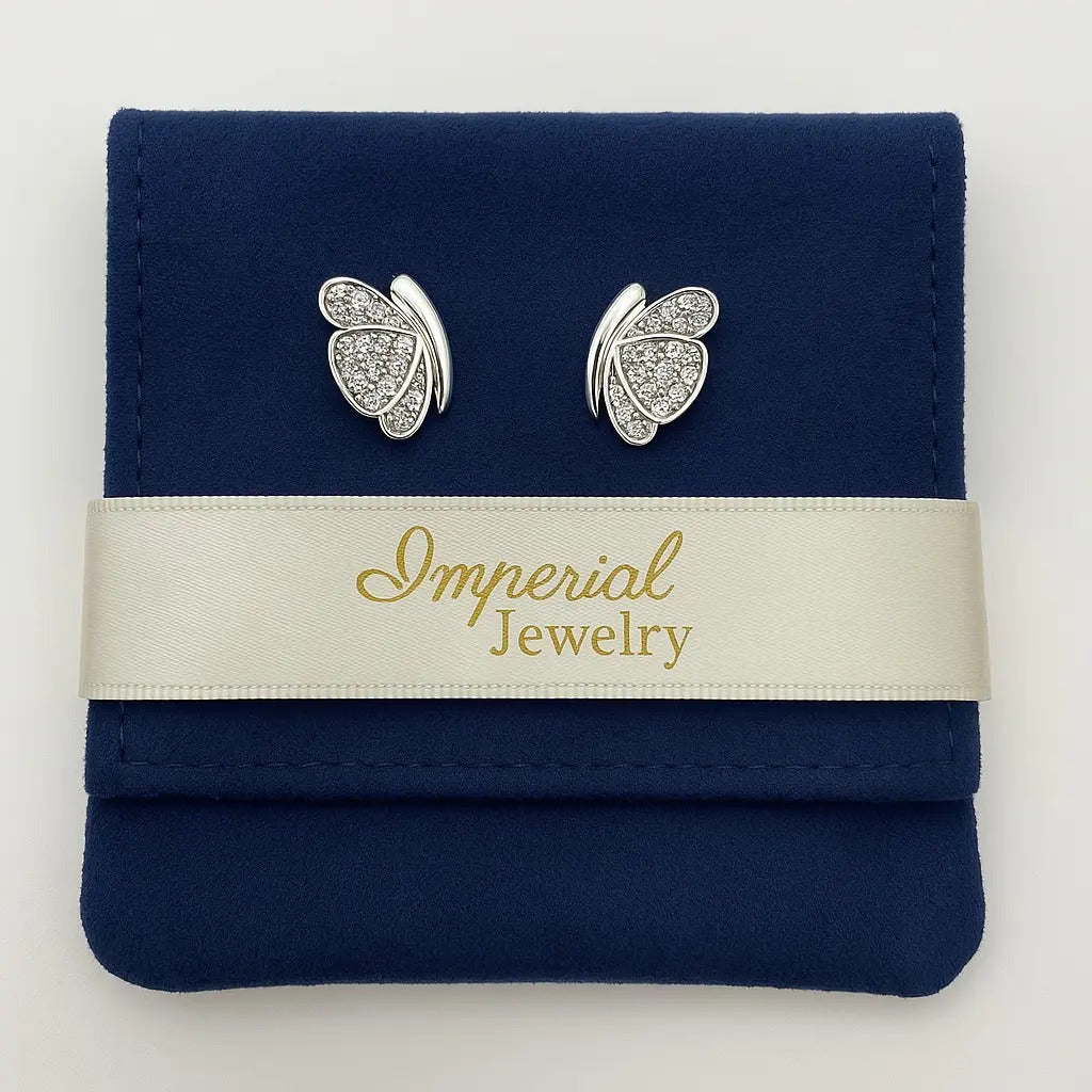 Aretes Mariposa Con Zirconias Para Mujer De Plata 925