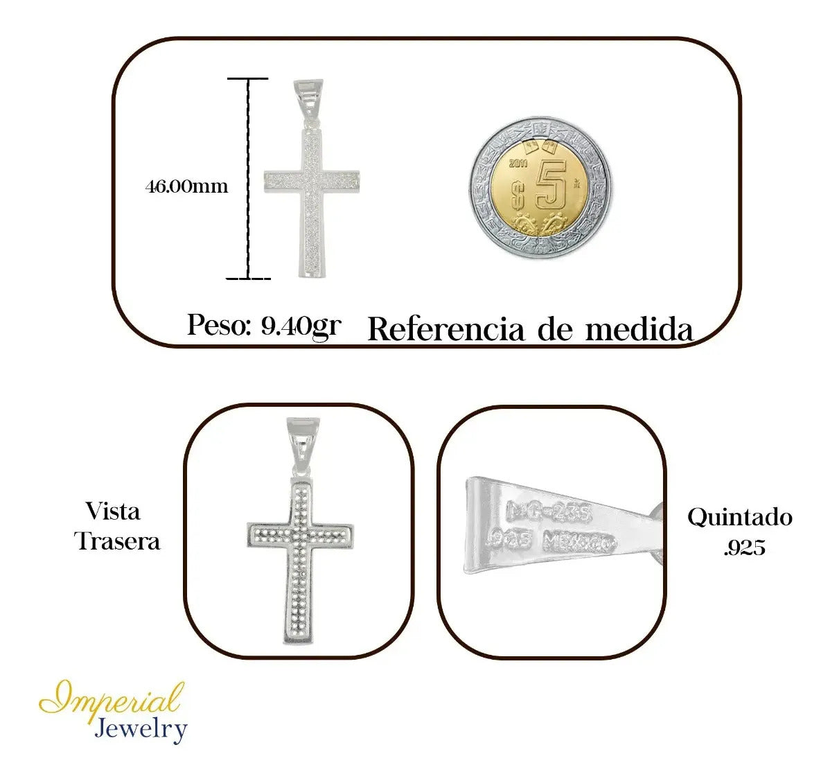 Dije Turco De Plata 925 De Cruz Rectangular Con Zirconia