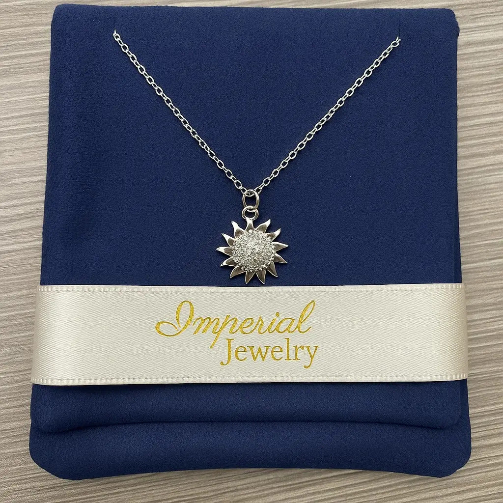 Collar De Mini Sol De Zirconias Para Muje De Plata 925