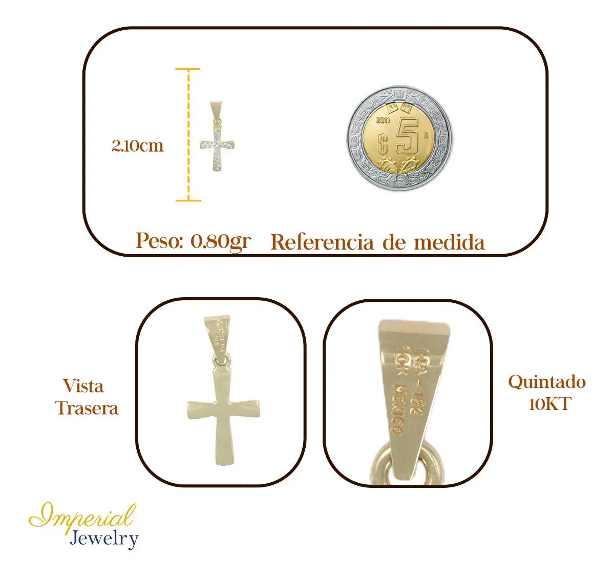 Dije En Figura De Cruz En Oro 10k 0.9 Grm Dorado
