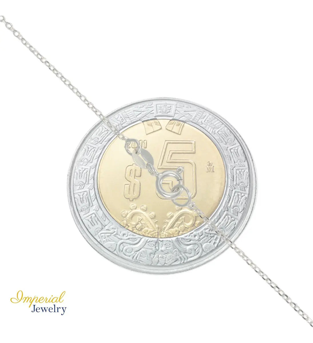 Collar De Luna De Plata 925 Con Bola Diamantada De 45 Cm Plateado