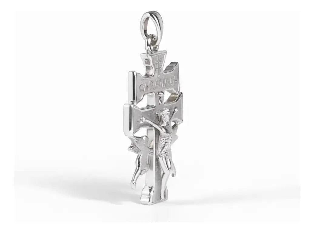 Dije De Plata 925 Para Hombre De Cruz De Caravaca De 2.3 Mm Plateado