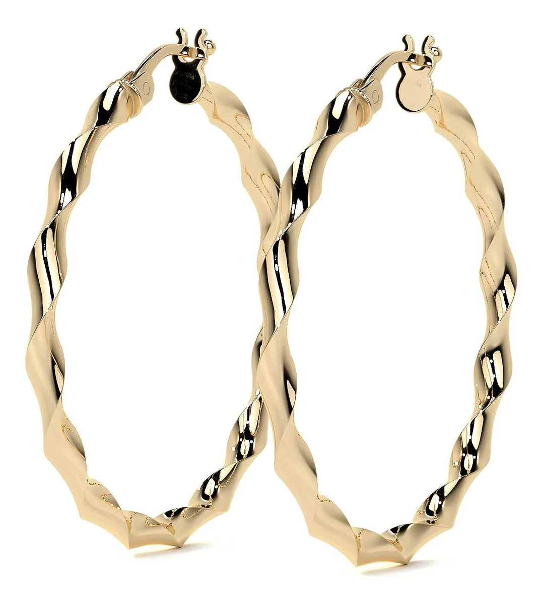 Arracada Diamantada Italiana Torsal De Oro De 14k De 25mm