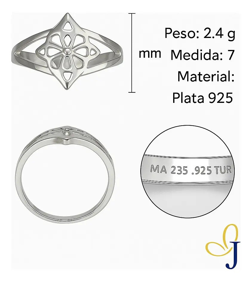 Anillo Nudo De Bruja Para Mujer De Plata 925, Medida 7 Plateado 7