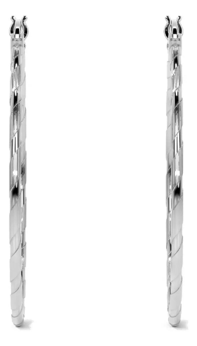 Arete Arracada Diamantada De Plata Ley 925 Para Mujer 30 Mm
