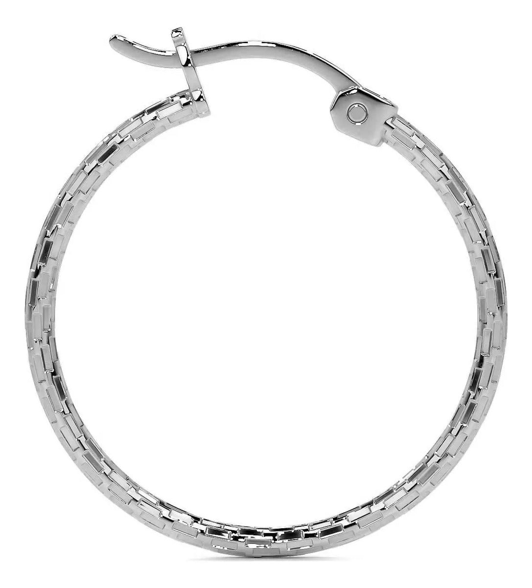 Arete Arracada Diamantado Domino Plata 925 Para Mujer 25mm