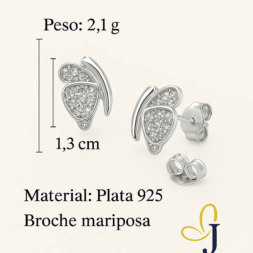 Aretes Mariposa Con Zirconias Para Mujer De Plata 925