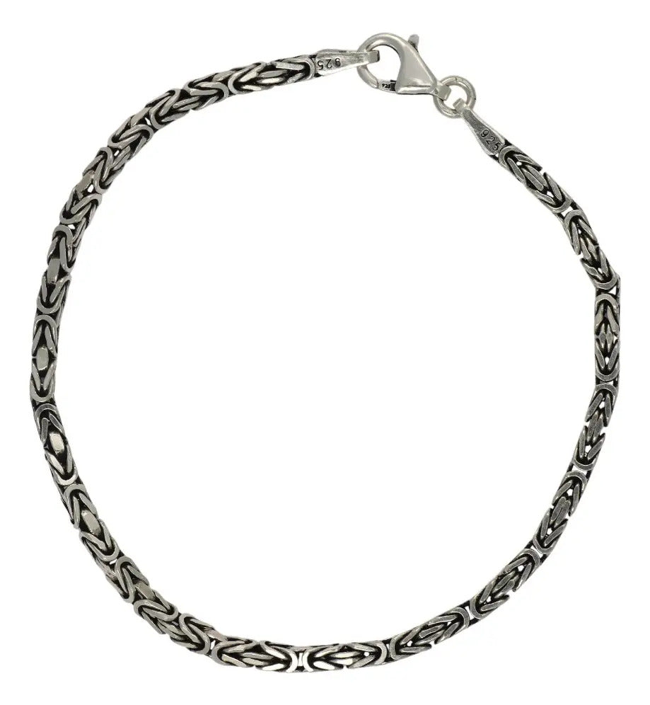 Pulsera De Plata 925 Bizantino 20cm Calibre 2.6 Mm Italiana