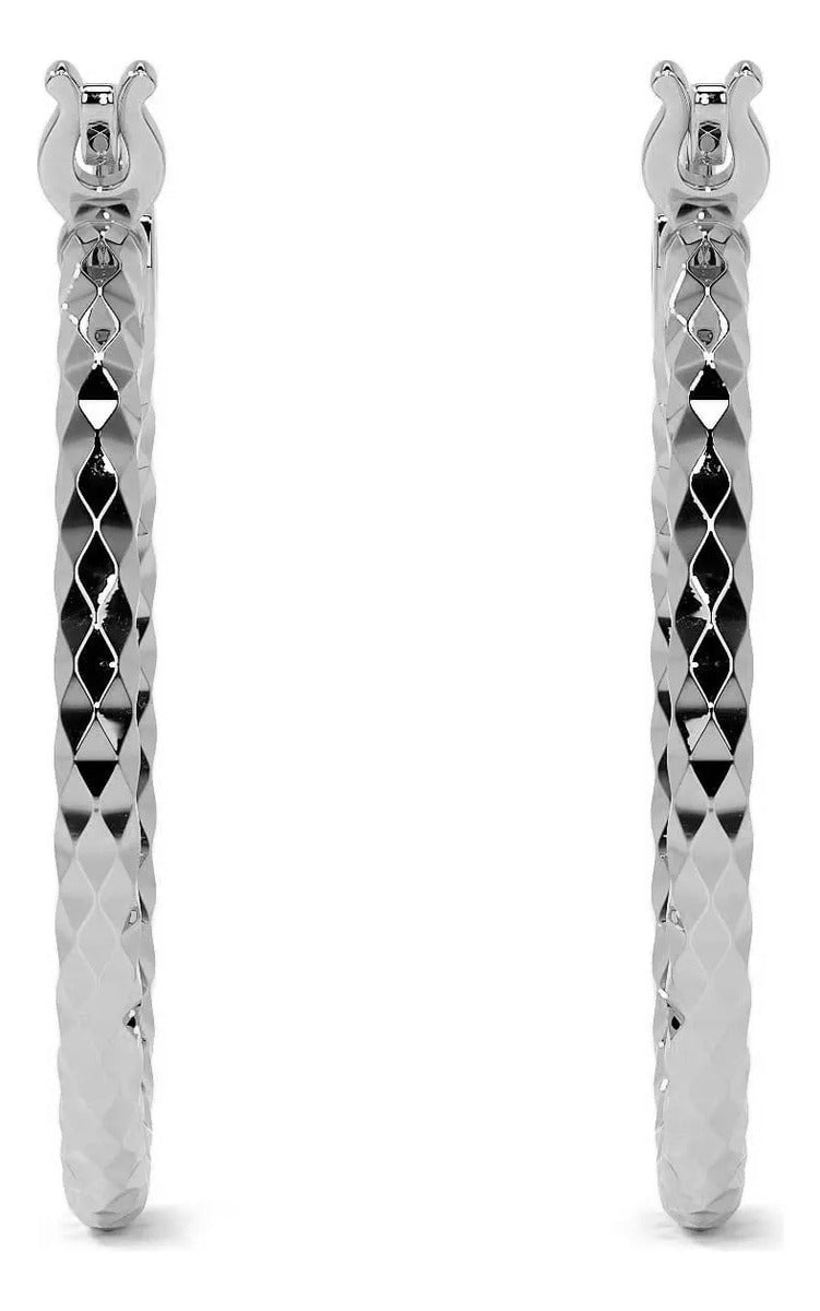 Arete Arracada De Plata Ley 925 Diamantada Para Mujer 15mm