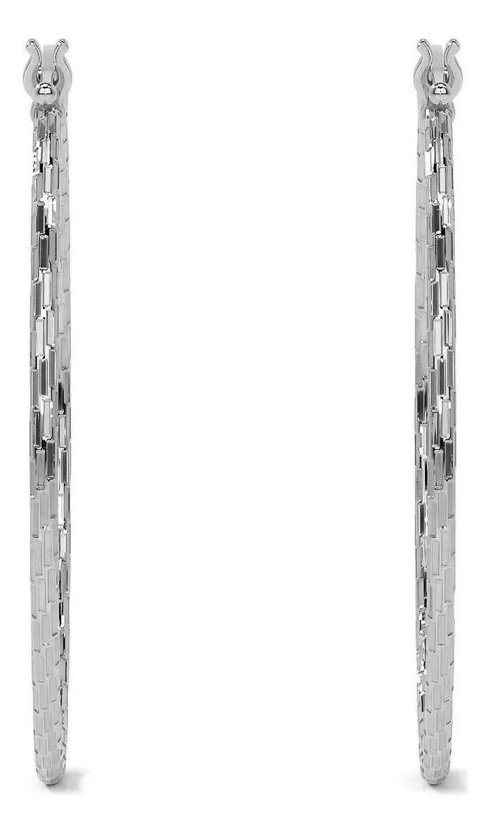 Arete De Plata 925 Para Mujer Con Diamantado Domino De 30mm
