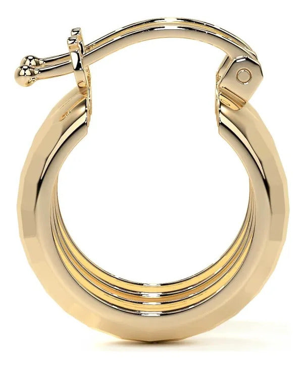 Arracada Bangle De Oro 10k Diamantado Domino, 15 X 6mm