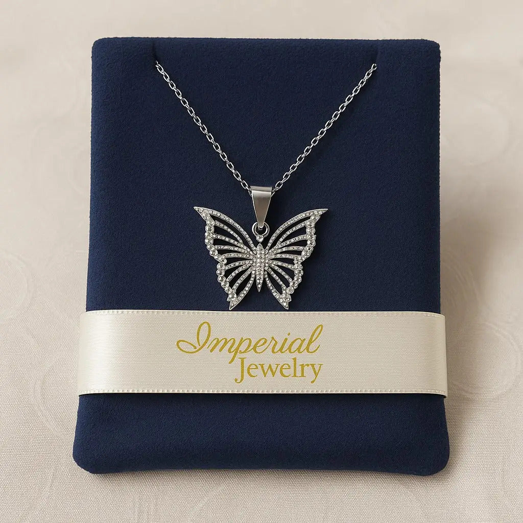 Collar De Mariposa Con Zirconias Para Mujer De Plata 925