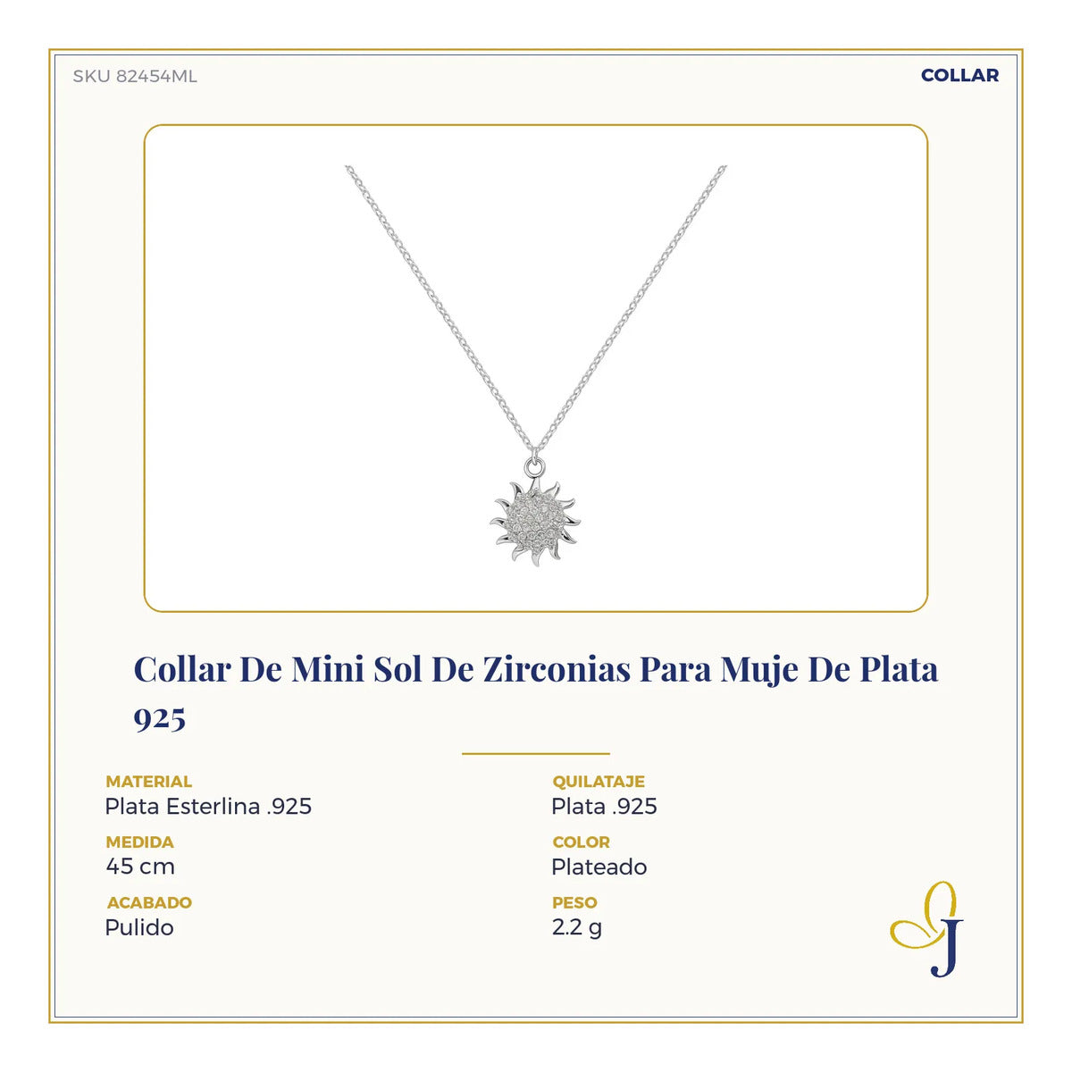 Collar De Mini Sol De Zirconias Para Muje De Plata 925