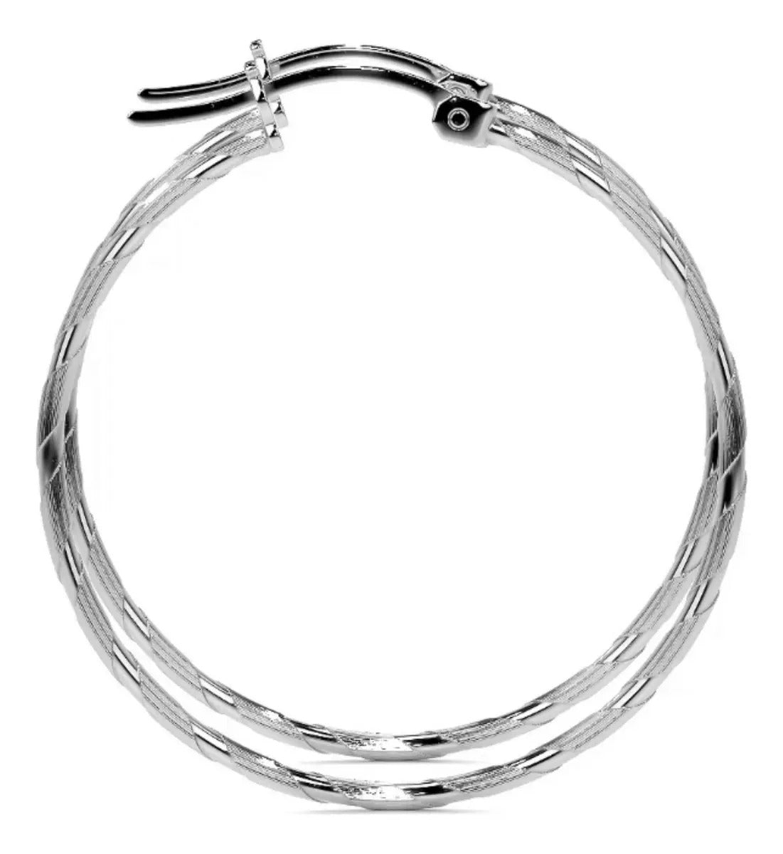Arete Arracada Diamantada De Plata Ley 925 Para Mujer 30 Mm