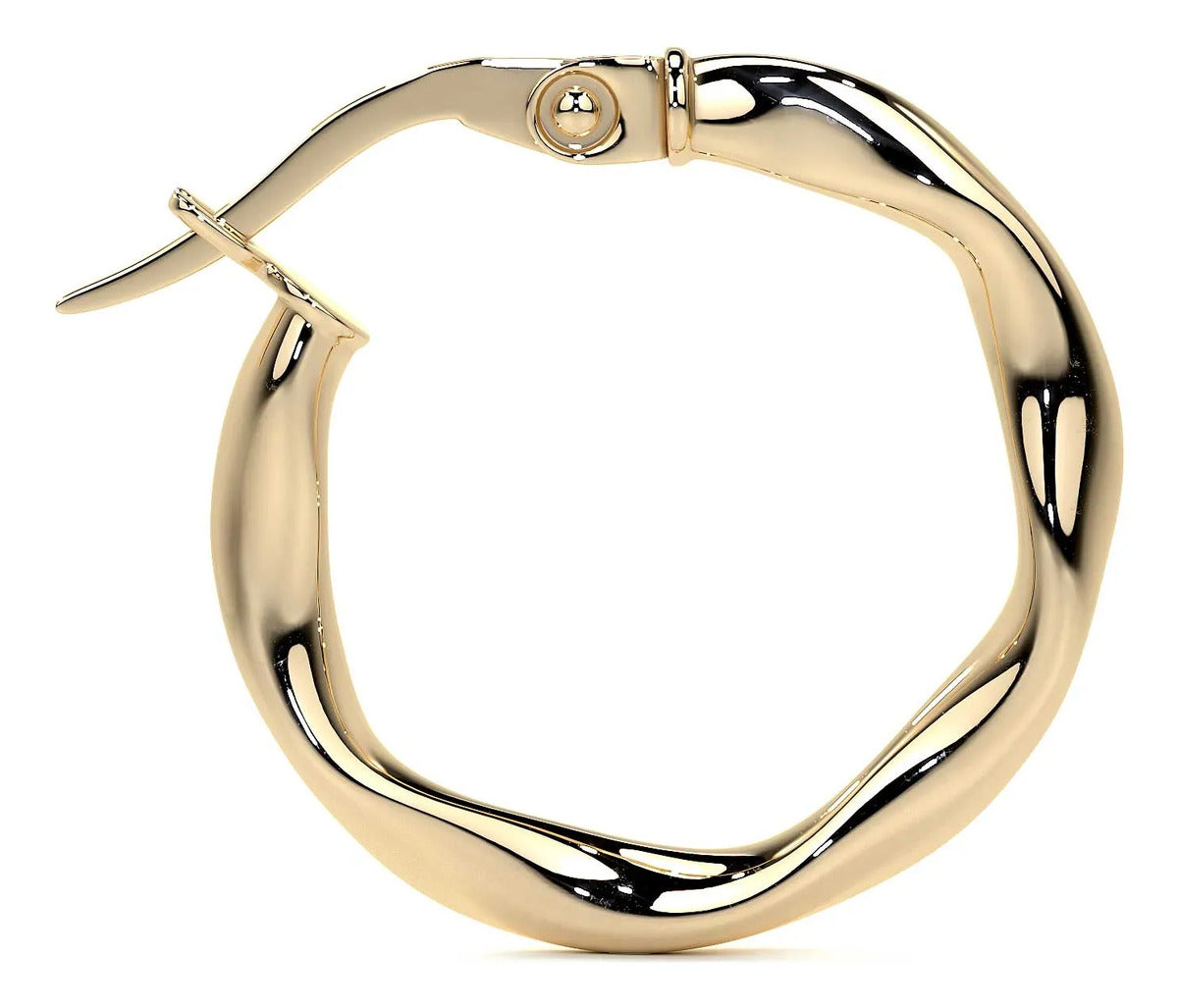 Arracada De Oro Italiana De 14k Torsida De 15 Mm