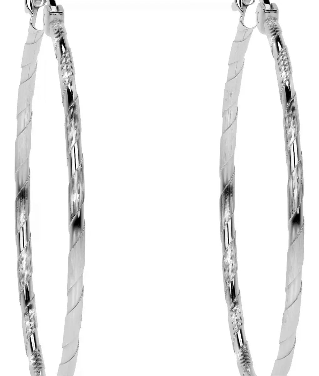 Arete Arracada Diamantada De Plata Ley 925 Para Mujer 30 Mm