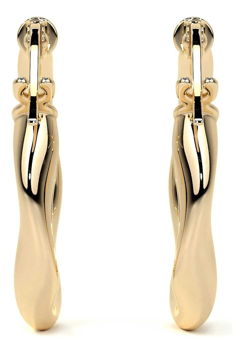 Arracada De Oro Italiana De 14k Torsida De 15 Mm