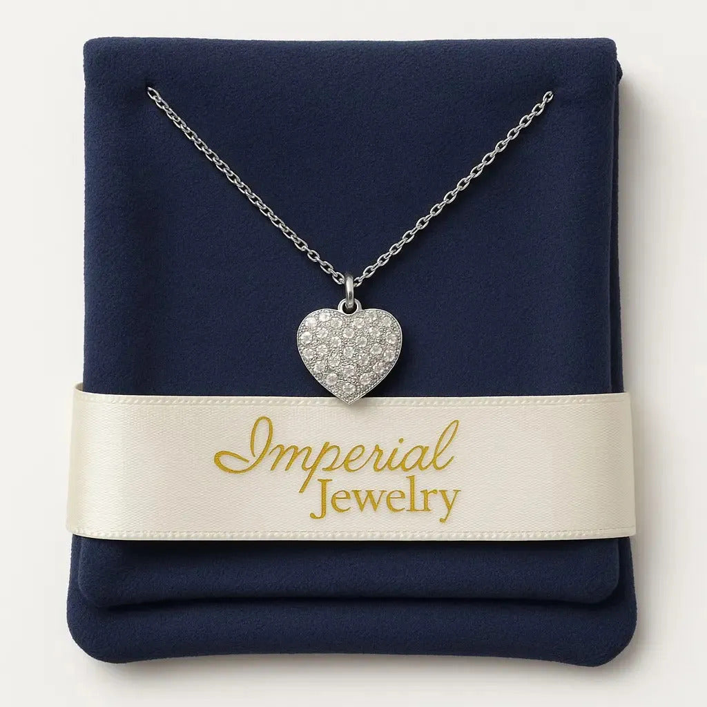 Collar De Corazón Chico Con Zirconias Para Mujer  Plata 925