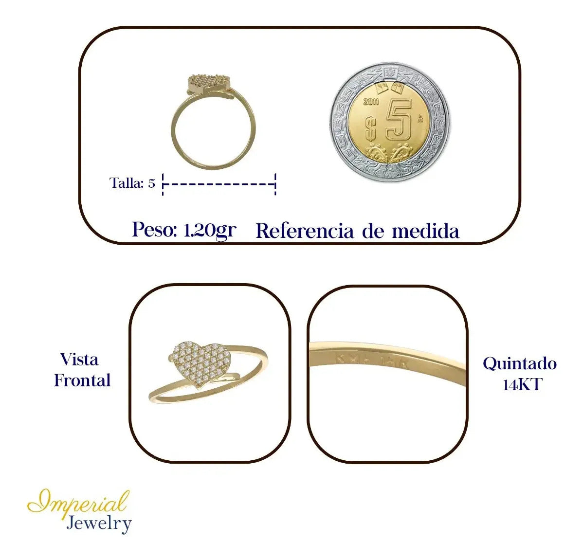 Anillo De Corazón En Oro De 14k Para Mujer Con Diamantes