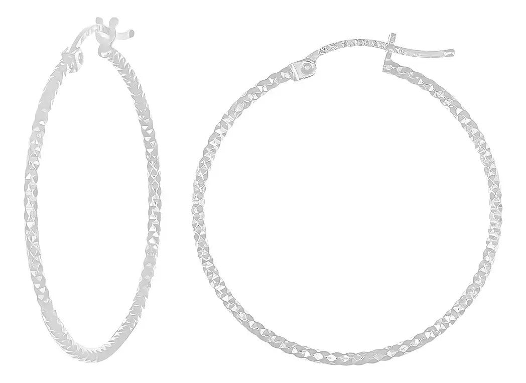 Arete Arracada Diamantada De Plata 925 Para Mujer 30mm Panal