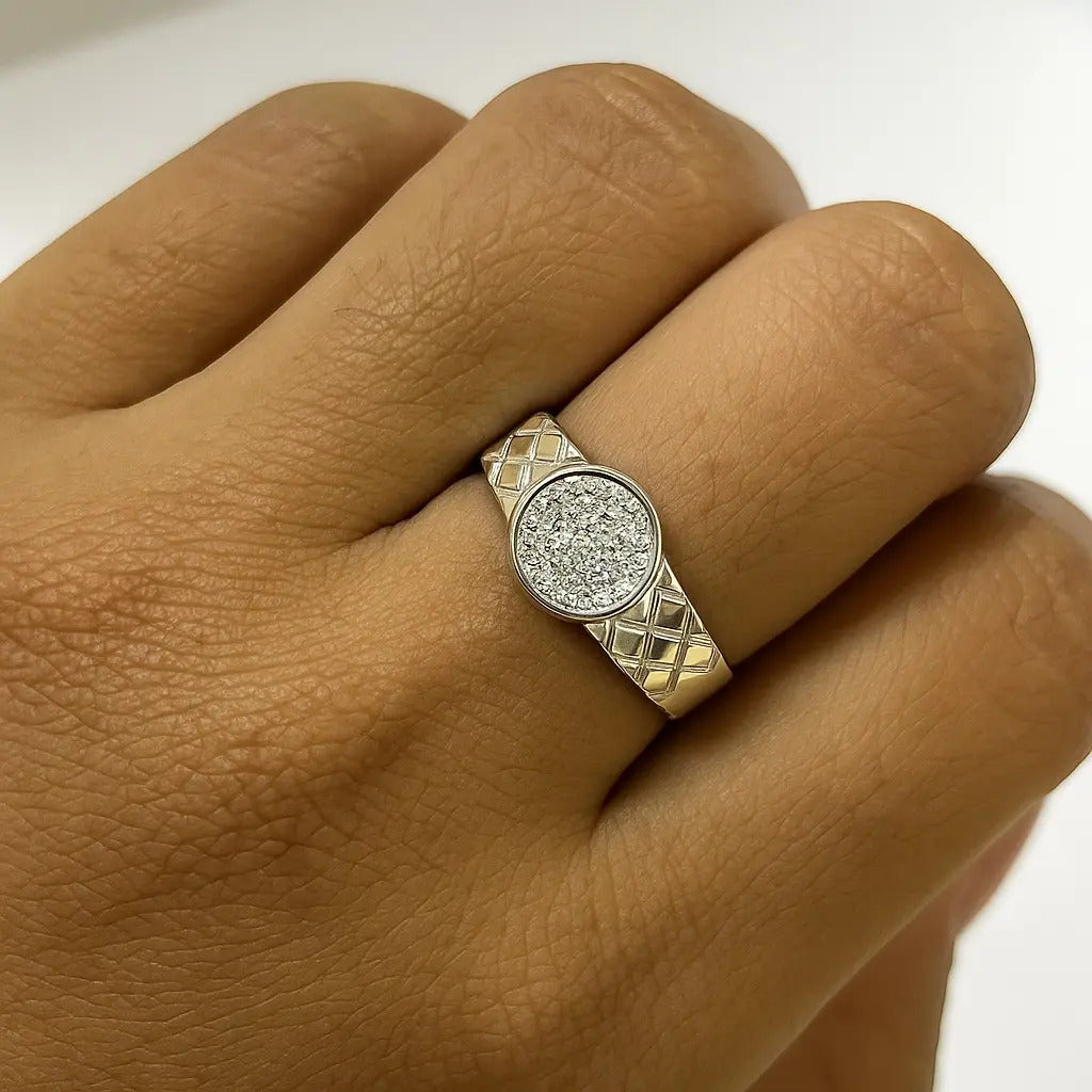 Anillo Con Circulo De Zirconias Para Hombre De Plata 925