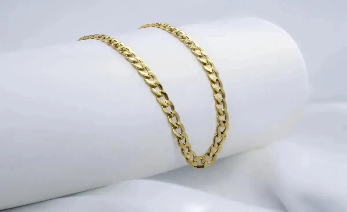 Cadena Italiana 10k Estilo Barbada 45cm Oro Dorado Calibre 2mm