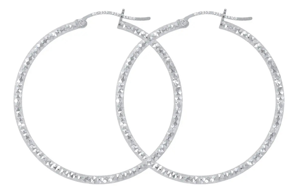 Arete Arracada De Plata Ley 925 Diamantada Mujer 35mm