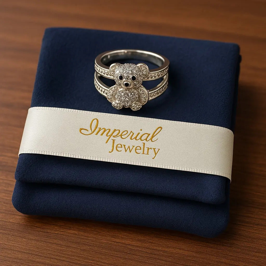 Anillo De Osito Con Zirconias Para Mujer De Plata 925