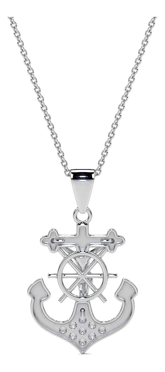 Dije De Cruz Con Forma De Ancla De Plata 925