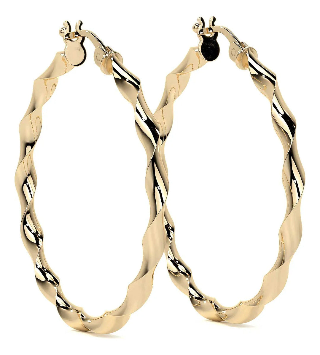 Arracada Diamantada Italiana Torsal De Oro De 14k De 25mm