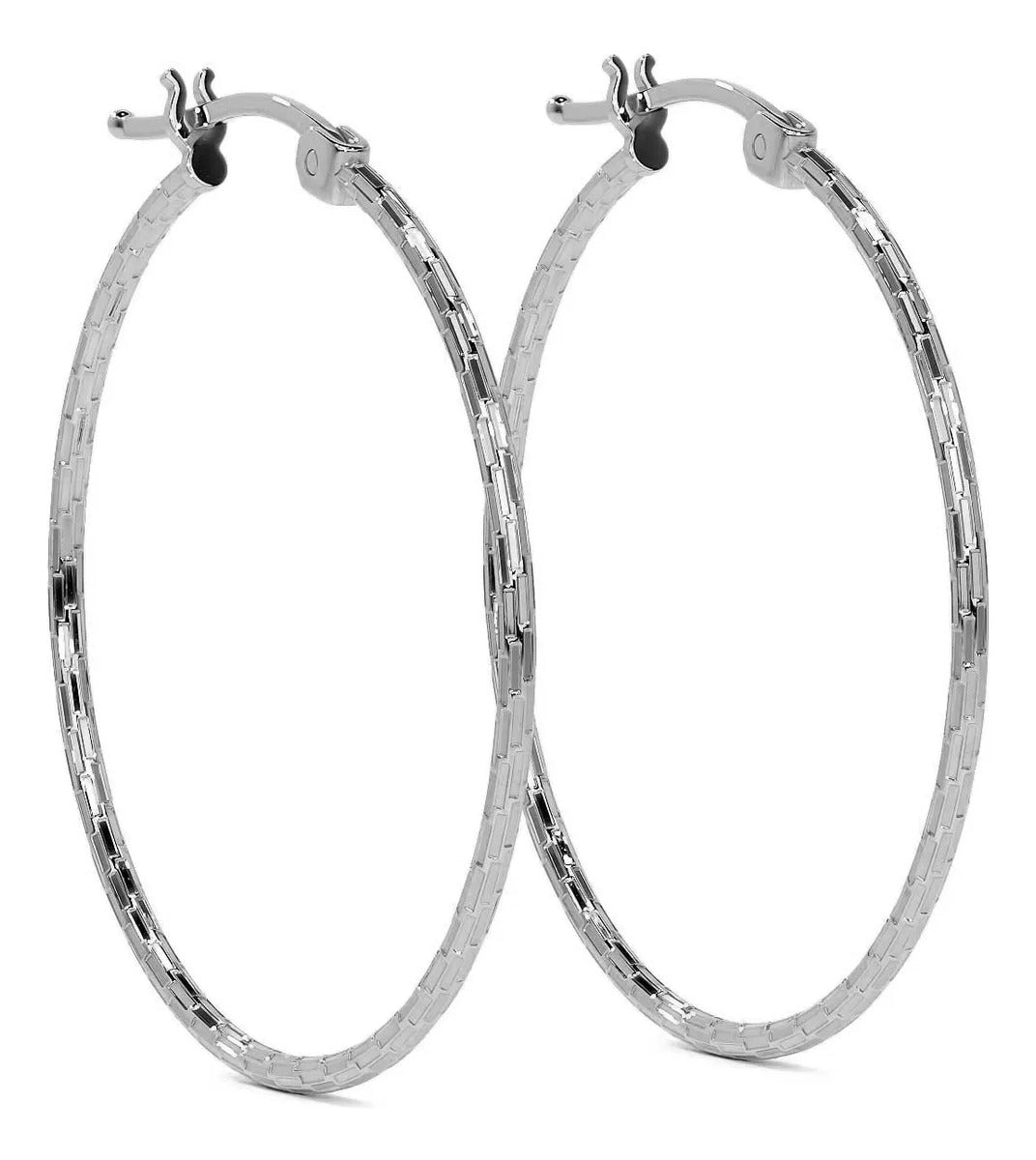 Arete De Plata 925 Para Mujer Con Diamantado Domino De 30mm