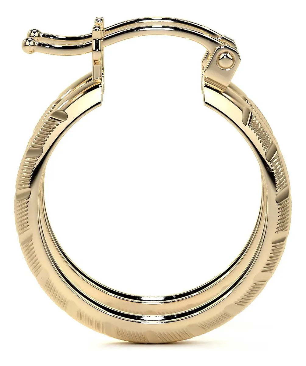 Arracada Bangle De Oro 10k Diamantado Diagonal De 20x4mm
