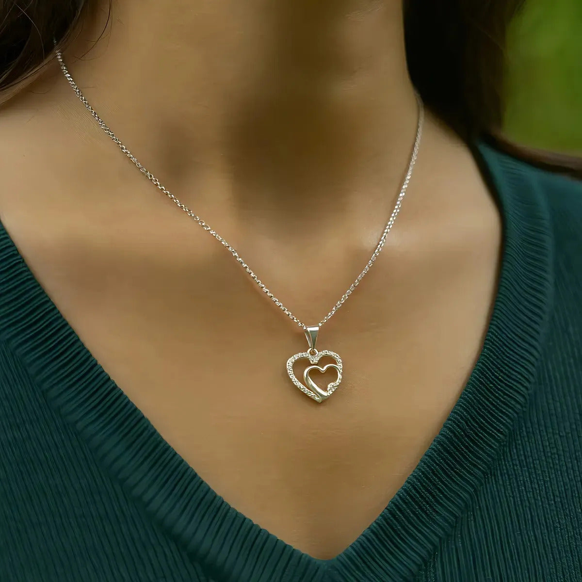 Collar De Corazones Entrelazados Para Mujer De Plata 925
