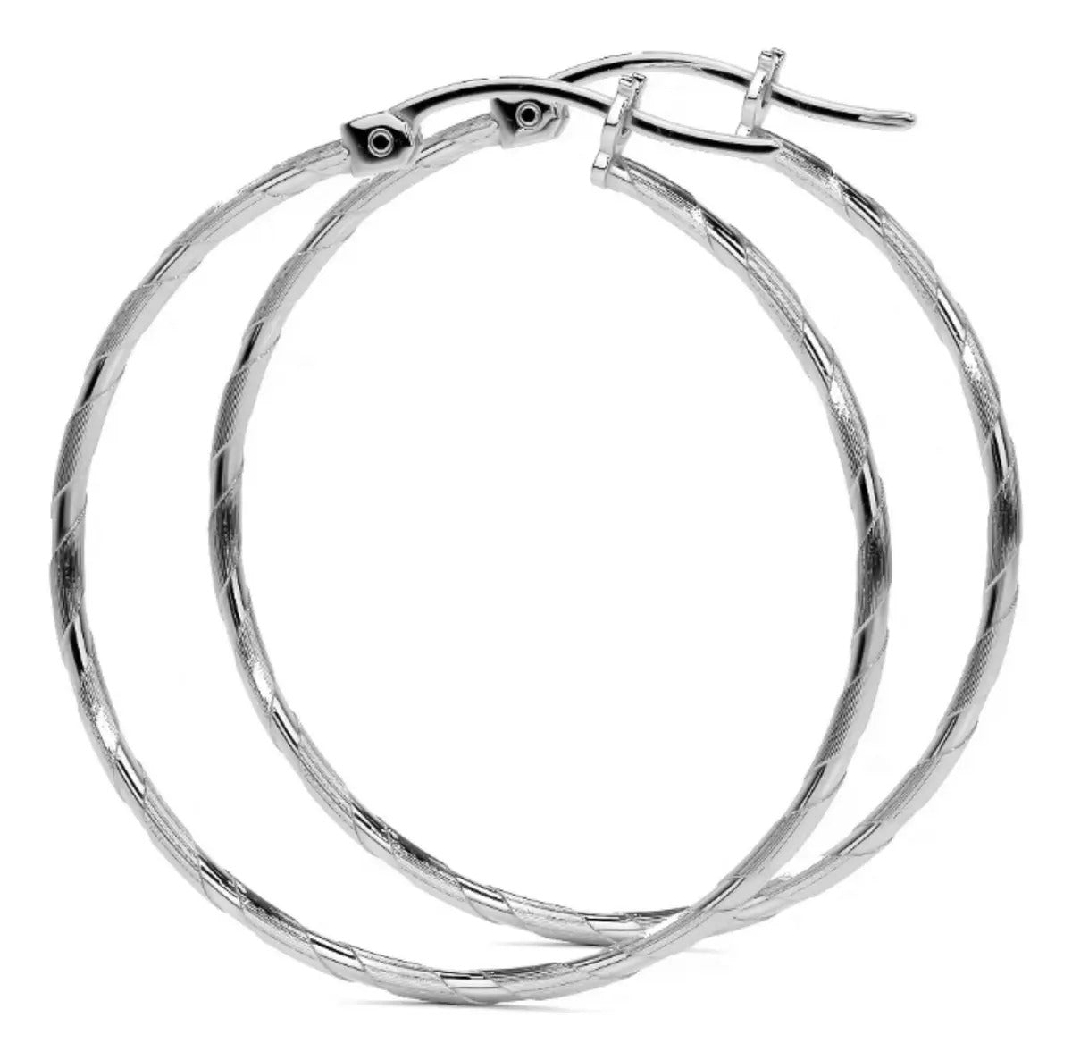Arete Arracada Diamantada De Plata Ley 925 Para Mujer 30 Mm