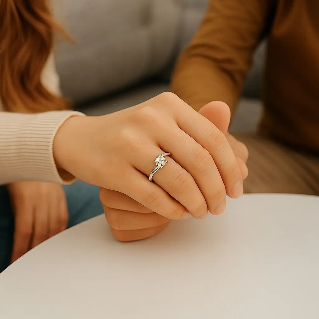 Anillo Solitario Para Mujer De Plata 925, Medida 7