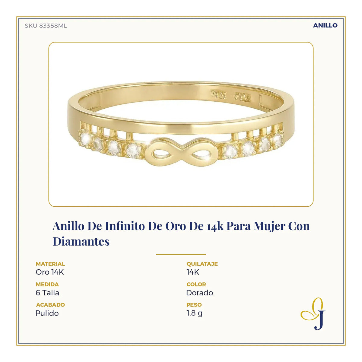 Anillo De Infinito De Oro De 14k Para Mujer Con Diamantes