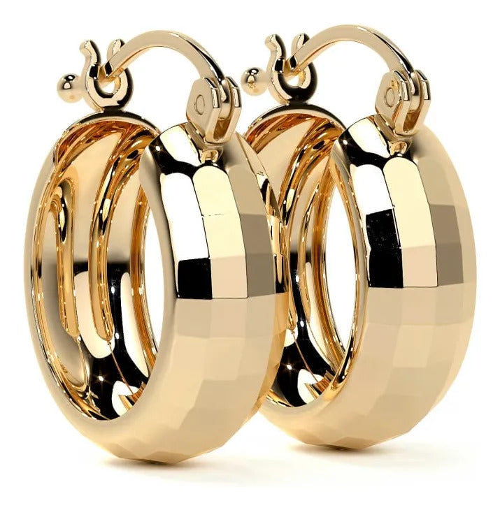 Arracada Bangle De Oro 10k Diamantado Domino, 15 X 6mm