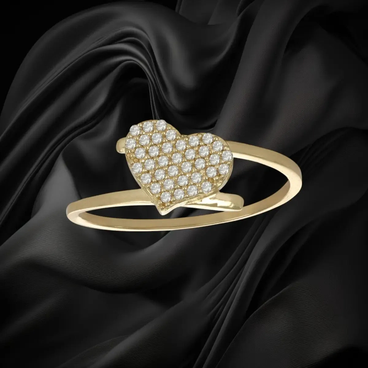 Anillo De Corazón En Oro De 14k Para Mujer Con Diamantes